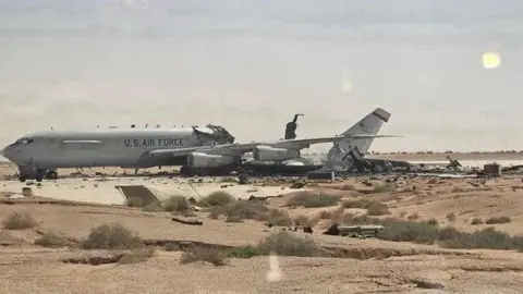 CBS News A destroyed Boeing E-3 Sentry at Prince Sultan Air Force Base in Saudi Arabia