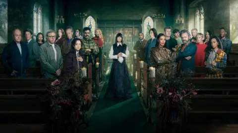 BBC/Studio Lambert/Cody Burridge/BBC Creative/PA Wire Promo image showing cast of Celebrity Traitors