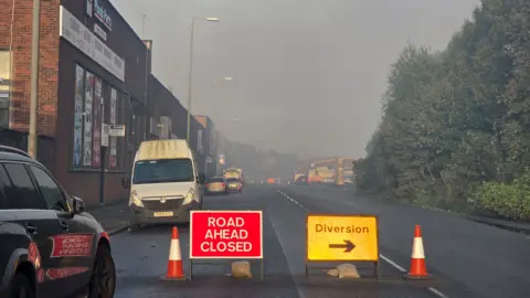 Road closure signs