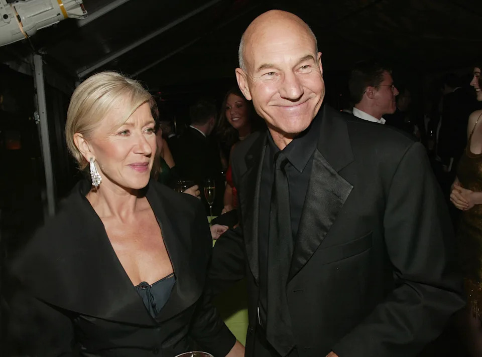 Actors Helen Mirren and Patrick Stewart on June 6, 2004 in New York City.